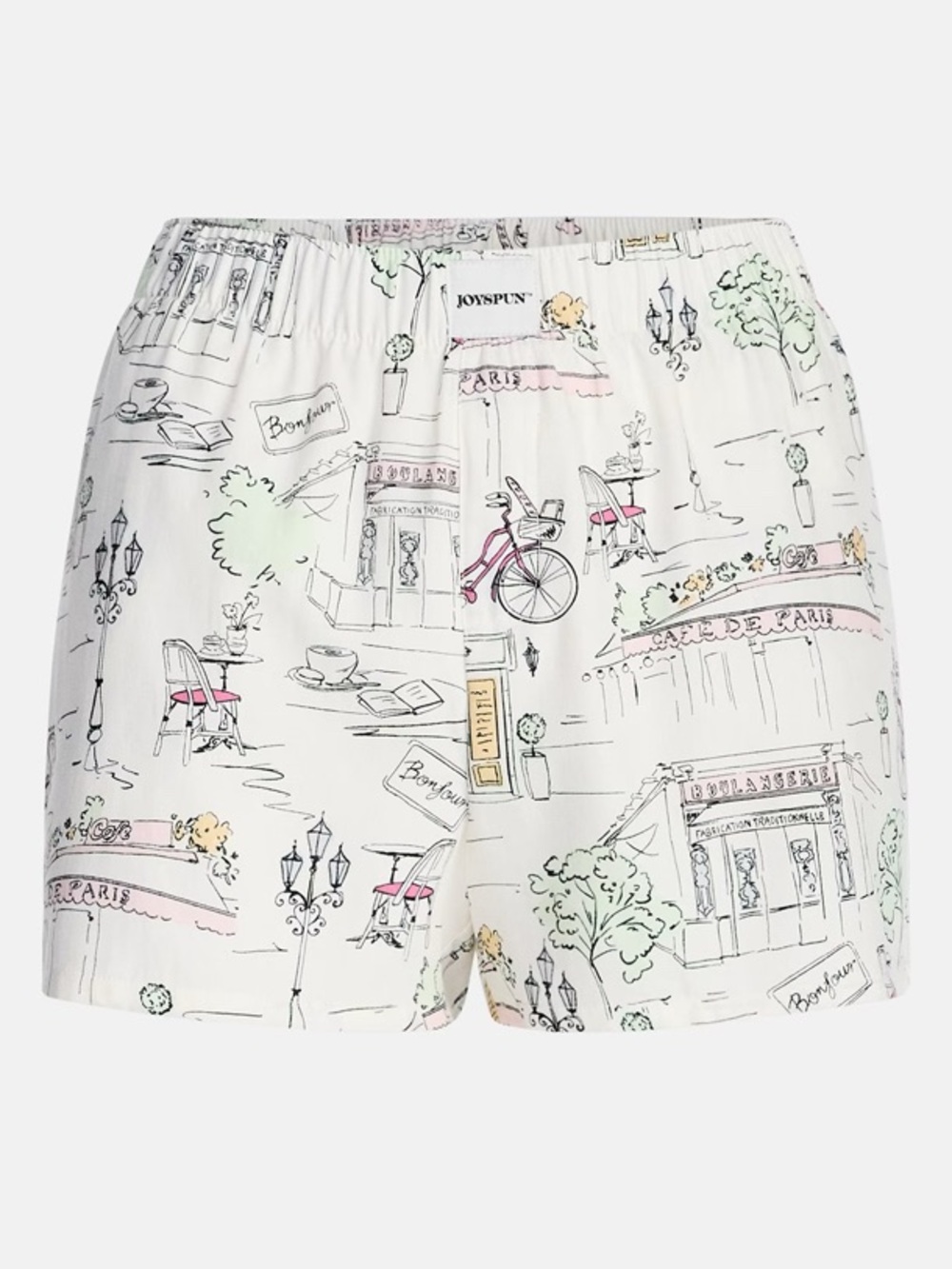 Joyspun Women's White Paris Print Cotton Shorts